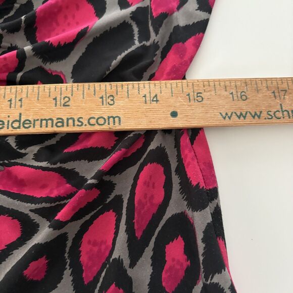 Joseph Ribkoff Top Womens 12 Pink Black Animal Print Zip Front Stretch Mobwife - Picture 16 of 16